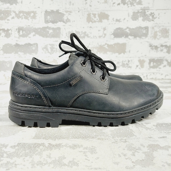 NEW Rockport Black Logo Waterproof Lace Up Casual Derby Oxfords O247 main image 12